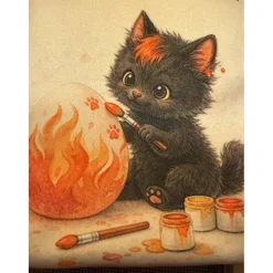 Oster Geschenkbeutel Kätzchen – handgenähtes Unikat aus Polstervelours