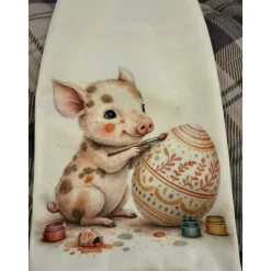 Oster Geschenkbeutel Schwein – handgenähtes Unikat aus Polstervelours