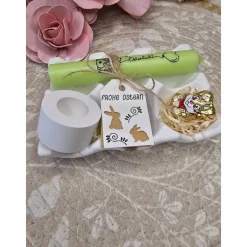 Oster Geschenkset „Osterlicht“ – Kerze mit Kerzenhalter & Schokolade – Frohe Ostern