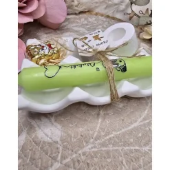 Oster Geschenkset „Osterlicht“ – Kerze mit Kerzenhalter & Schokolade – Frohe Ostern