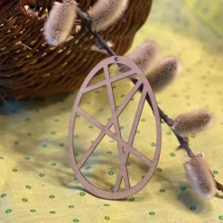 Osteranhänger "Ei mit Linien" – Lasergeschnittene Holzdeko für Ostern