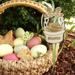 Osteranhänger Holz personalisiert | Osterkugeln Ostereier Osterdeko mit Name | Osterhase Küken Osternest | Osterkörbchen