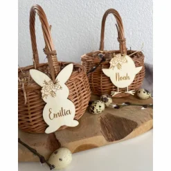 Osteranhänger mit Namen / personalisierte Anhänger Hase Küken / Osterkorb für Kinder