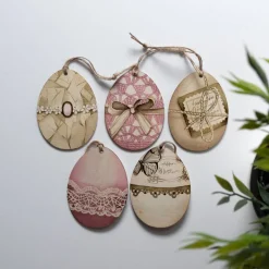 Osteranhänger Set *Crafted 2* aus Holz / Holzeier als Osterdeko, Ostergeschenk oder Geschenkanhänger
