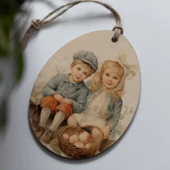 Osteranhänger Set *Vintage* aus Holz / Holzeier als Osterdeko, Ostergeschenk oder Geschenkanhänger