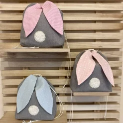 Osterbeutel Hase Stoffbeutel mit langen Ohren & Teddyplüsch – Geschenkverpackung Ostern