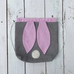 Osterbeutel Hase Stoffbeutel mit langen Ohren & Teddyplüsch – Geschenkverpackung Ostern