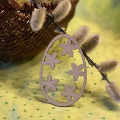 Osterdeko - Ei mit Blüten aus Holz