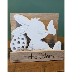 Osterdeko | Hase mit Osterei und Schmetterling | Dekoration | Osterhase | Geschenkset | Raysin | weiße Dekoration