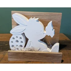 Osterdeko | Hase mit Osterei und Schmetterling | Dekoration | Osterhase | Geschenkset | Raysin | weiße Dekoration