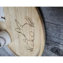 Osterdeko * Holzteller graviert * Stumpenkerze beschriftet * Osterhase gegossen