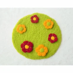 OSTERDEKO * OSTERWIESE MIT 6 BLÜTEN * 100 % WOLLE * GRÜN/ROT/ORANGE * DEKORATION TISCH/NEST/WOHNUNG * Produkt #552915