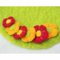 OSTERDEKO * OSTERWIESE MIT 6 BLÜTEN * 100 % WOLLE * GRÜN/ROT/ORANGE * DEKORATION TISCH/NEST/WOHNUNG * Produkt #552915