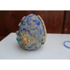 Osterdeko AM STRAND witzige Gestaltung auf einem Keramikei Ostergeschenk Künstler-Ei Osterei maritime Osterdekoration