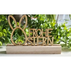 Osterdeko Aufsteller Holz Osterhase Ostergruß Frohe Ostern Lasergravur - Geschenkidee