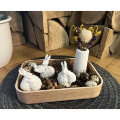 Osterdeko Dekotablett Osterhasen Dekoration Ostern Raysin Hasen Figuren Vase Trockenblumen Frühling Tischdeko Handmade