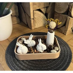 Osterdeko Dekotablett Osterhasen Dekoration Ostern Raysin Hasen Figuren Vase Trockenblumen Frühling Tischdeko Handmade