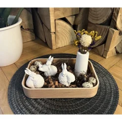 Osterdeko Dekotablett Osterhasen Dekoration Ostern Raysin Hasen Figuren Vase Trockenblumen Frühling Tischdeko Handmade