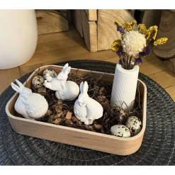 Osterdeko Dekotablett Osterhasen Dekoration Ostern Raysin Hasen Figuren Vase Trockenblumen Frühling Tischdeko Handmade