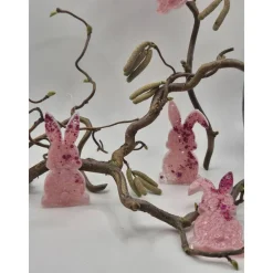 Osterdeko 4er Set kleine Hasen pink