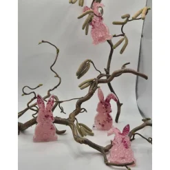 Osterdeko 4er Set kleine Hasen pink