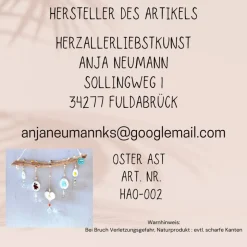 Osterdeko Fenster hängend – Handgefertigte Keramik, skandinavisch, Sonnenfänger, Ast, Pastell