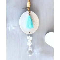 Osterdeko Fenster hängend – Handgefertigte Keramik, skandinavisch, Sonnenfänger, Ast, Pastell