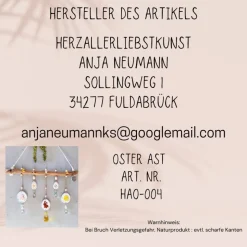 Osterdeko für Fenster hängend, mit handgefertigter Keramik und Sonnenfänger Kristallen, Osterdeko skandinavisch