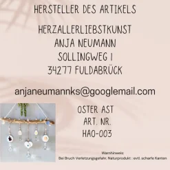 Osterdeko für Fenster hängend, mit handgefertigter Keramik und Sonnenfänger Kristallen, Osterdeko skandinavisch