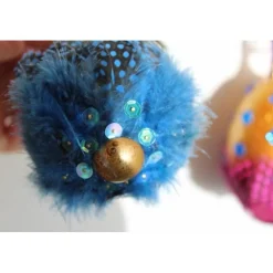 Osterdeko GOLD UND FEDERN 2er Set Ostereier Ostergeschenk Ei Künstler-Ei Osterei