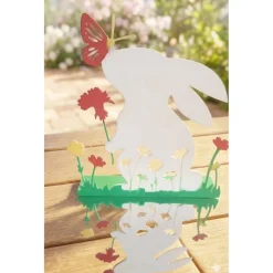 Osterdeko Hase mit Schmetterling – 3D Frühlingsaufsteller aus Kunststoff – Filigrane Tischdeko Ostern –Hasen-Silhouette
