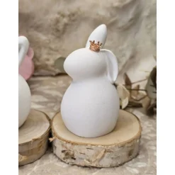 Osterdeko Hasen aus Raysin – Weiß, mit Krone in Gold, Roségold oder Silber, Geschenkidee
