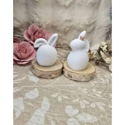 Osterdeko Hasen aus Raysin – Weiß, mit Krone in Gold, Roségold oder Silber, Geschenkidee