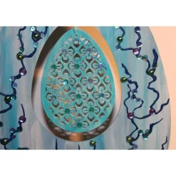 Osterdeko MEERJUNGFRAU  Collage auf einer kleinen Holzpalette maritime Osterdekoration  Osterei Seestern Muscheln