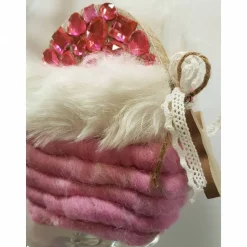 Osterdeko Osterei Holzei Glitzersteine pink weiß, zum Stellen