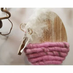 Osterdeko Osterei Holzei Glitzersteine pink weiß, zum Stellen