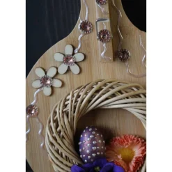 Osterdeko OSTERNEST Geldgeschenk  Collage Malerei auf einem Bambus-Brett Wanddeko Osterdekoration Wandbild