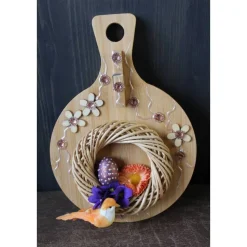 Osterdeko OSTERNEST Geldgeschenk  Collage Malerei auf einem Bambus-Brett Wanddeko Osterdekoration Wandbild