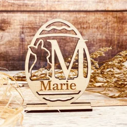Osterdeko personalisiert aus Holz | Tischdekoration mit graviertem Namen | individuelles Osterei | Osterei für den Tisch