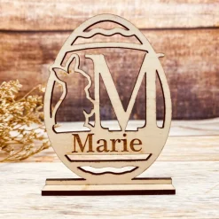 Osterdeko personalisiert aus Holz | Tischdekoration mit graviertem Namen | individuelles Osterei | Osterei für den Tisch