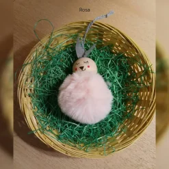 Osterdeko Pompon-Häschen ca. 8cm, handgemachte Osterhäschen, flauschige Osterdeko-Anhänger, Hasen-Anhänger Osterstrauch