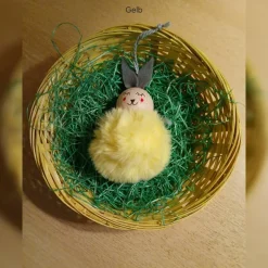 Osterdeko Pompon-Häschen ca. 8cm, handgemachte Osterhäschen, flauschige Osterdeko-Anhänger, Hasen-Anhänger Osterstrauch