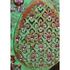 Osterdeko SHABBY OSTERN abstrakte Malerei Collage auf einem ovalen Keilrahmen Künstler-Ei Wanddeko  Osterdekoration