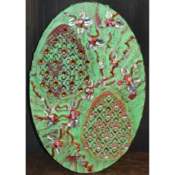 Osterdeko SHABBY OSTERN abstrakte Malerei Collage auf einem ovalen Keilrahmen Künstler-Ei Wanddeko  Osterdekoration