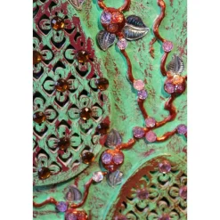 Osterdeko SHABBY OSTERN abstrakte Malerei Collage auf einem ovalen Keilrahmen Künstler-Ei Wanddeko  Osterdekoration