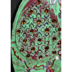 Osterdeko SHABBY OSTERN abstrakte Malerei Collage auf einem ovalen Keilrahmen Künstler-Ei Wanddeko  Osterdekoration