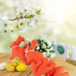 Osterdeko Tisch/ Stoff Herzen/ Mitbringsel Ostern/ Osterhasen Deko /Landhaus Deko/ Küchendeko/ Osterdeko orange