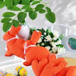 Osterdeko Tisch/ Stoff Herzen/ Mitbringsel Ostern/ Osterhasen Deko /Landhaus Deko/ Küchendeko/ Osterdeko orange