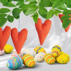 Osterdeko Tisch/ Stoff Herzen/ Mitbringsel Ostern/ Osterhasen Deko /Landhaus Deko/ Küchendeko/ Osterdeko orange