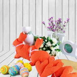 Osterdeko Tisch/ Stoff Herzen/ Mitbringsel Ostern/ Osterhasen Deko /Landhaus Deko/ Küchendeko/ Osterdeko orange